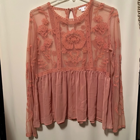 Xhilaration Sheer Coral Top XL - Picture 2 of 9